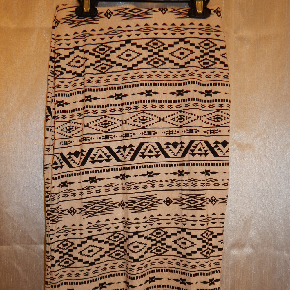 DNA Couture Tan Aztec Print Pencil Skirt